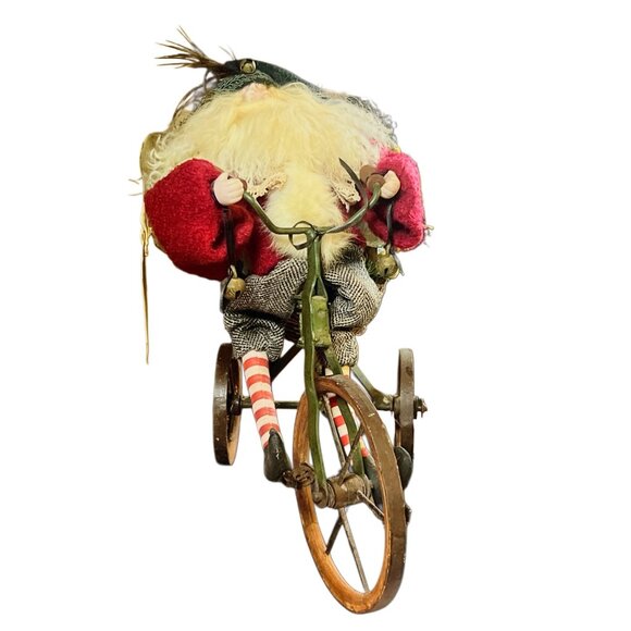 H.C. Accents Handmade Santa Figurine On Tricycle With Basket Of Festive Accents - Picture 10 of 10